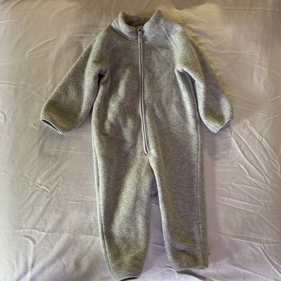 H&M Other - H&M Baby Gray Fleece Zip-Up One-Piece – 9–12 Months